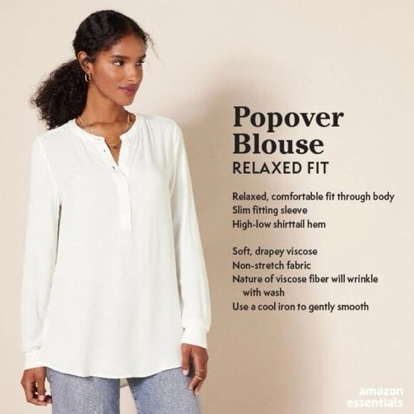Amazon Essentials Women's Long-Sleeve Woven Blouse Large NWOT - Picture 3 of 3